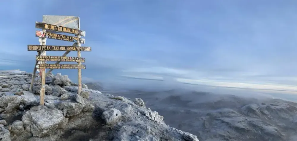 View from the summit of Mount Kilimanjaro